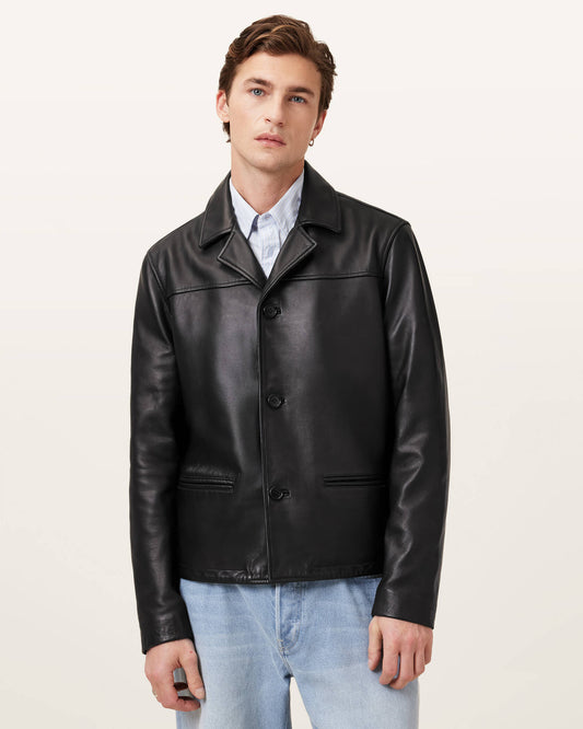 Allsaints Watts Cropped Leather Blazer